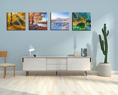 Landscape Canvas Wall Art Decor – Spring Summer 12x12inches*4pcs Four Seasons