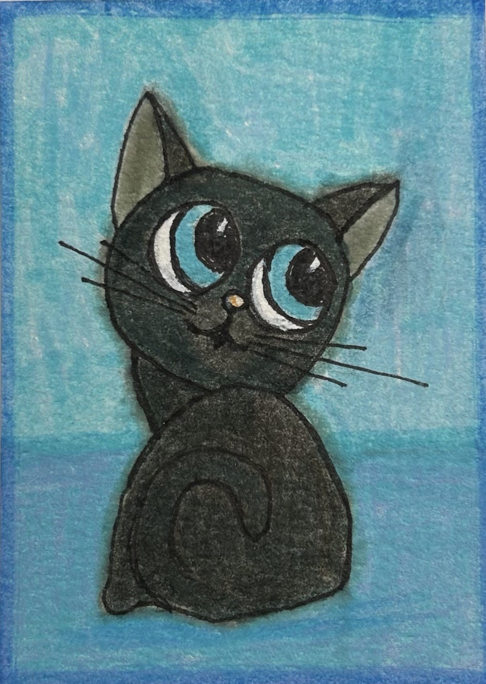 ACEO Original Cat Art Trading Card By Lyn’et – Titled; ‘Little Kitten’ 2.5X3.5”