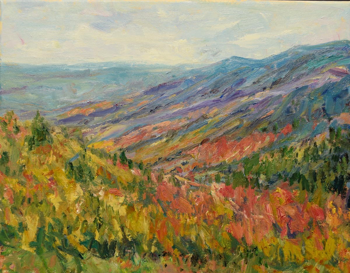 Art Original Oil Painting by RM Mortensen «Ridge Line Mountains Fall 11″x 14»