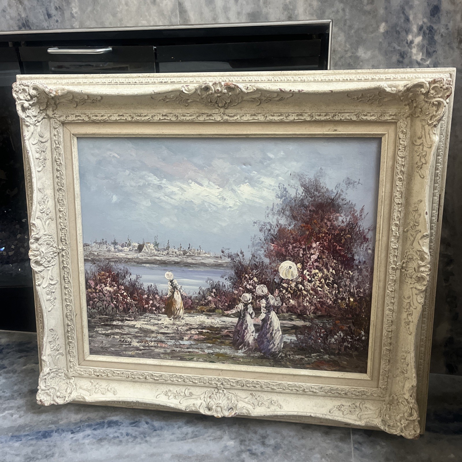 Marie Charlot Signed Oil On Canvas Medium 20”x16” Original Framed
