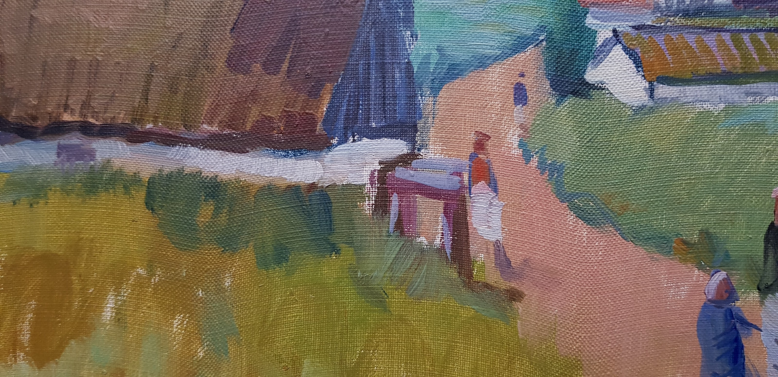 Oil painting painting oil painting masterpiece landscape field village people 327