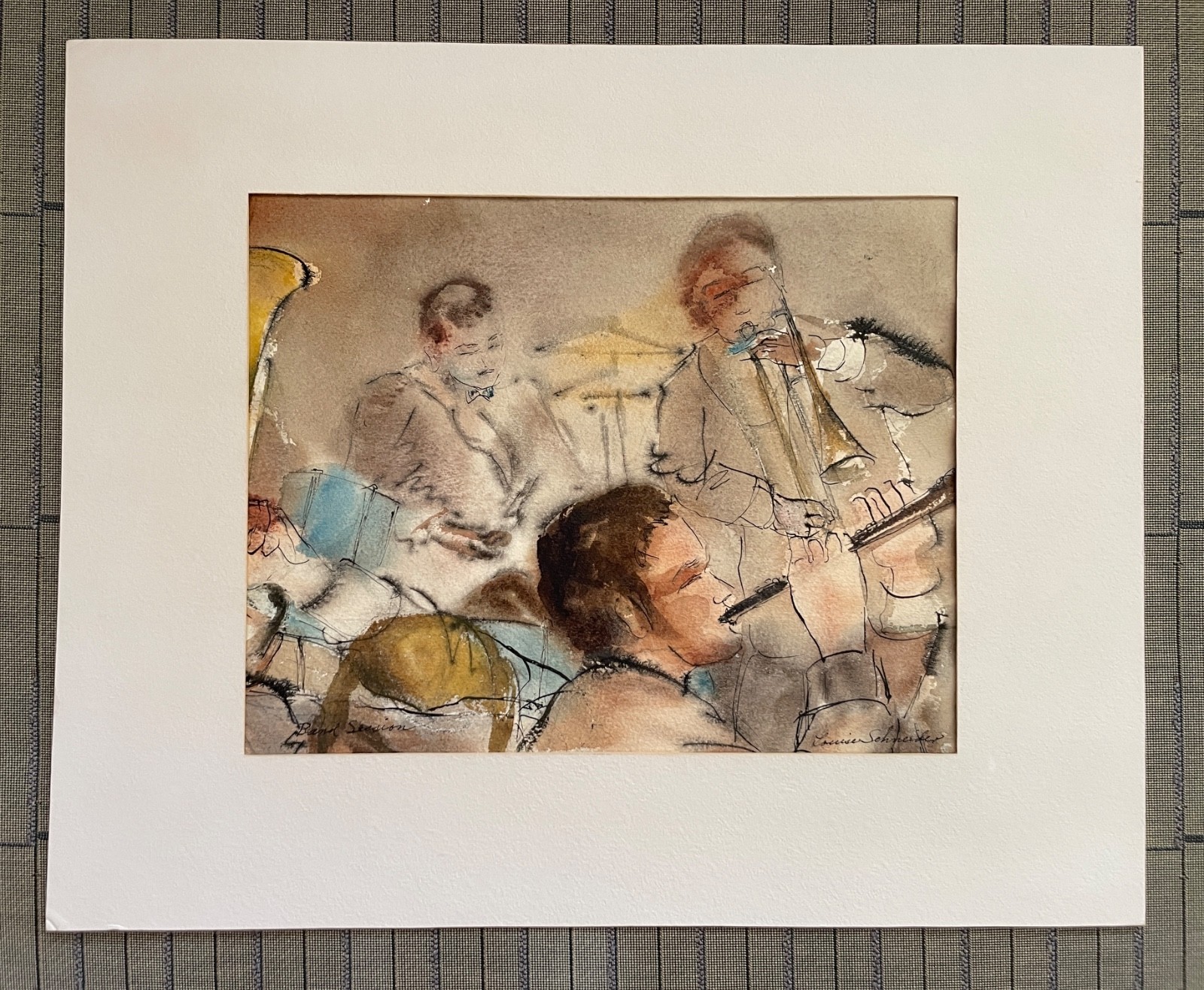 NYC Jazz Club Scenes 1950s 2 Louise Schneider Watercolor Paintings Artist Wrap