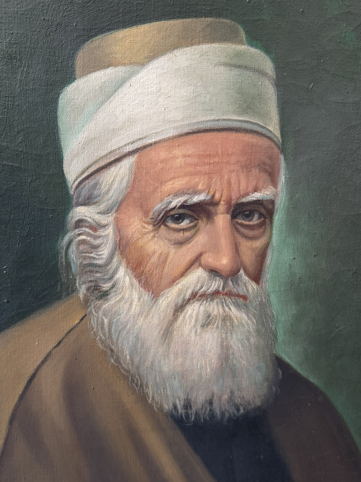 RARE ABDUL BAHA Bahai Oil Painting On Canvas By Suren Kallasin Vintage 1960’s-70