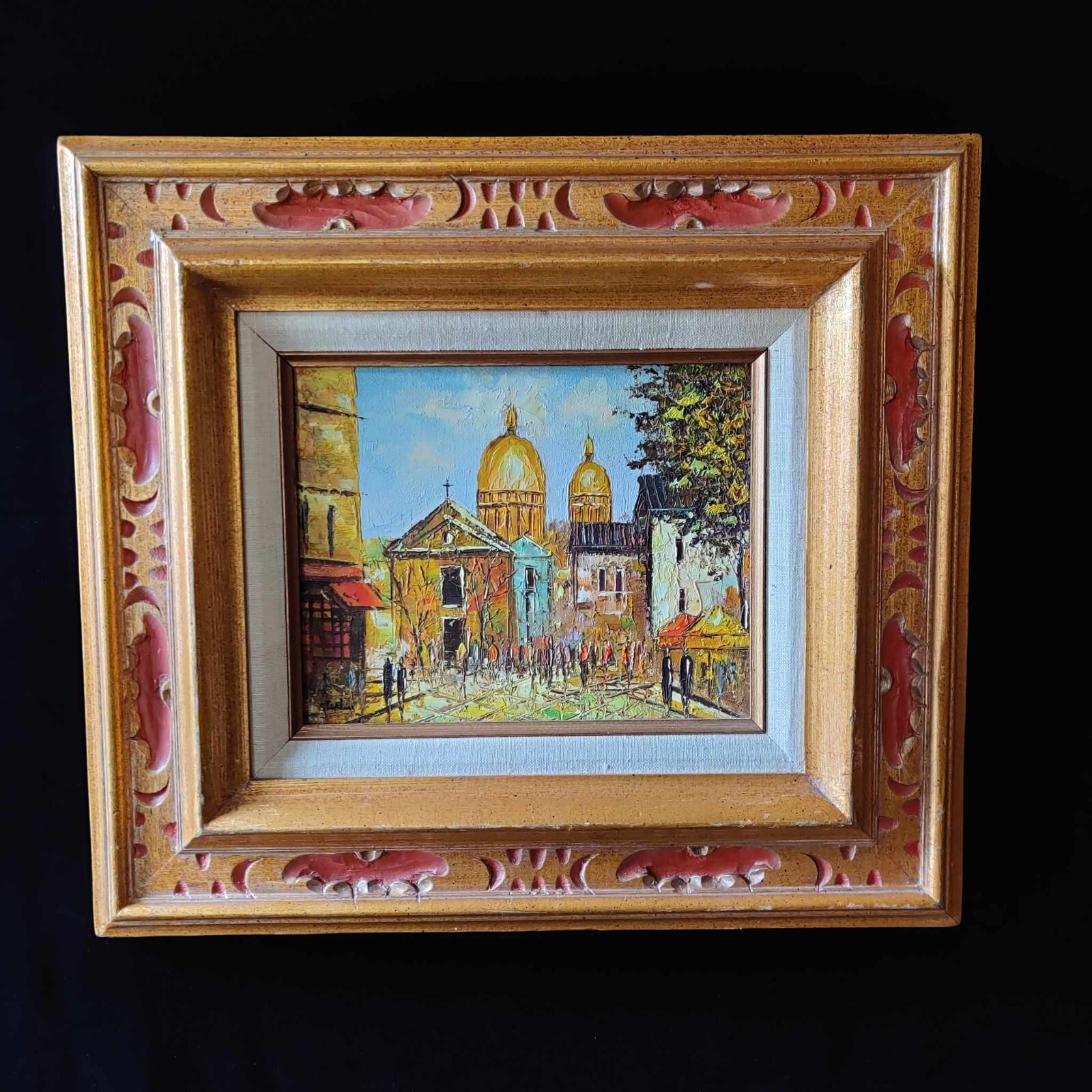 Hand Painted Church Oil Painting Signed by Artist Mexico Professionally Framed