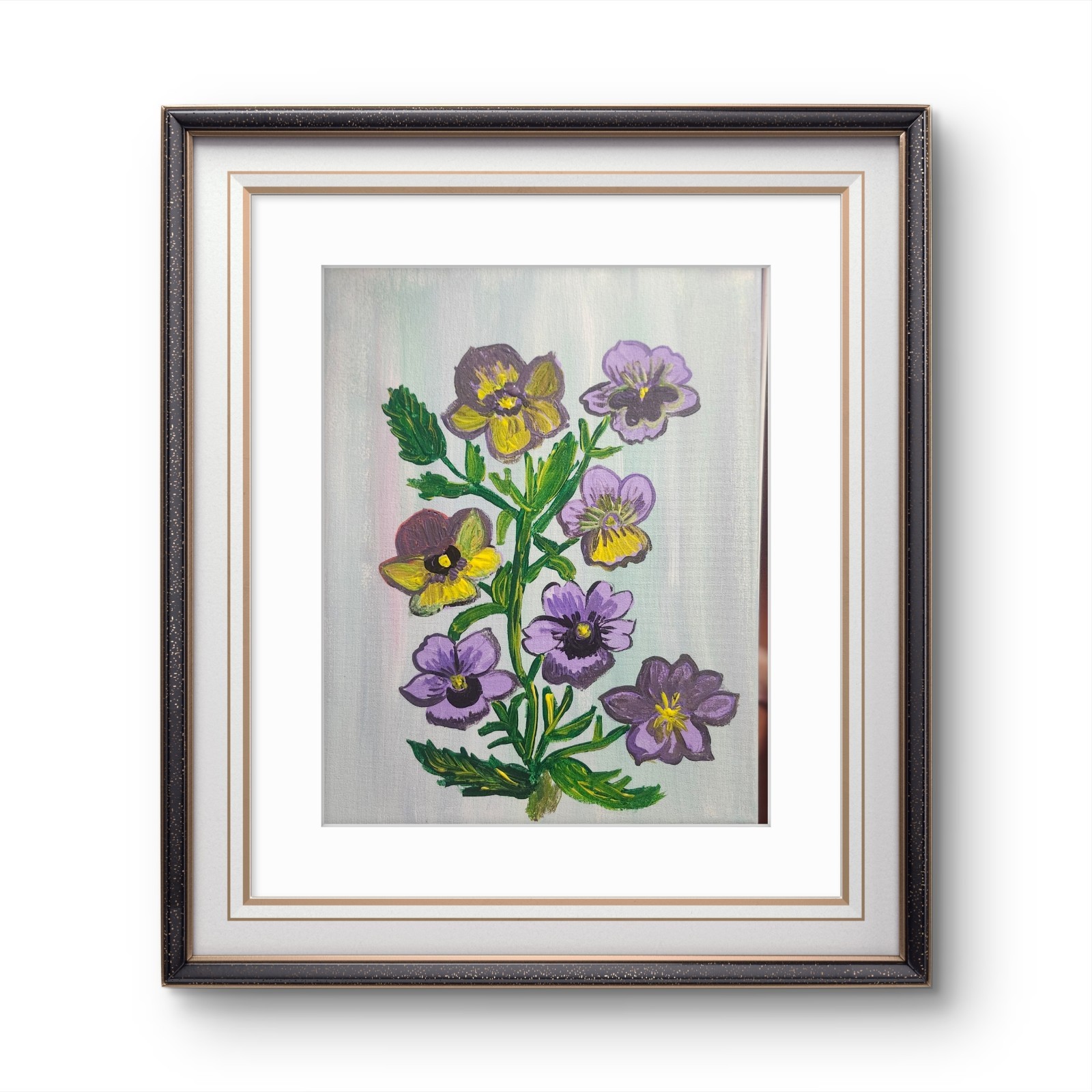 Pansy Flowers Original Painting 11×14 Acrylic Canvas Botanical Art