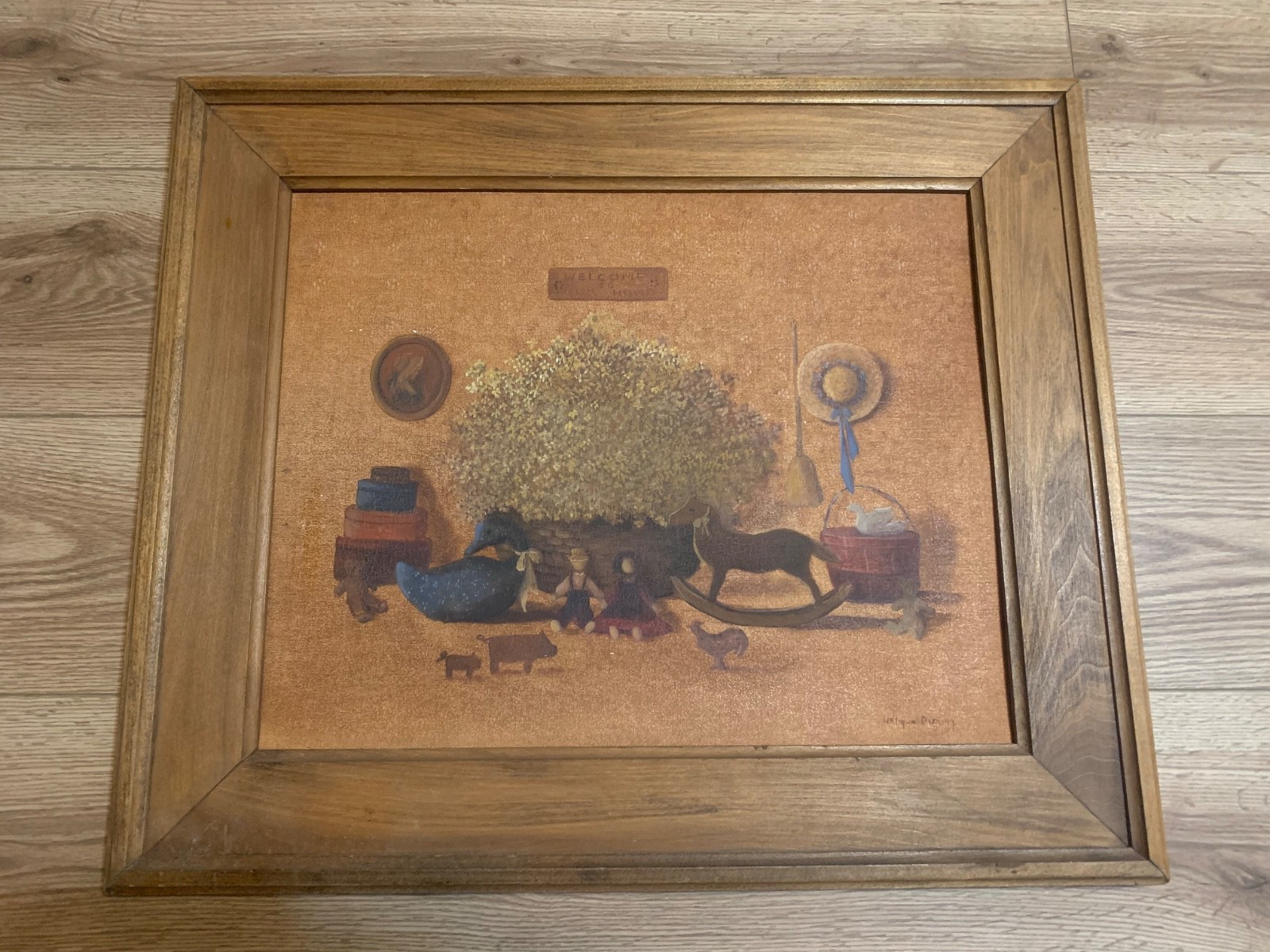 W Alyn Doering Original Oil Folk Art Still Life 16×20 Americana Artist