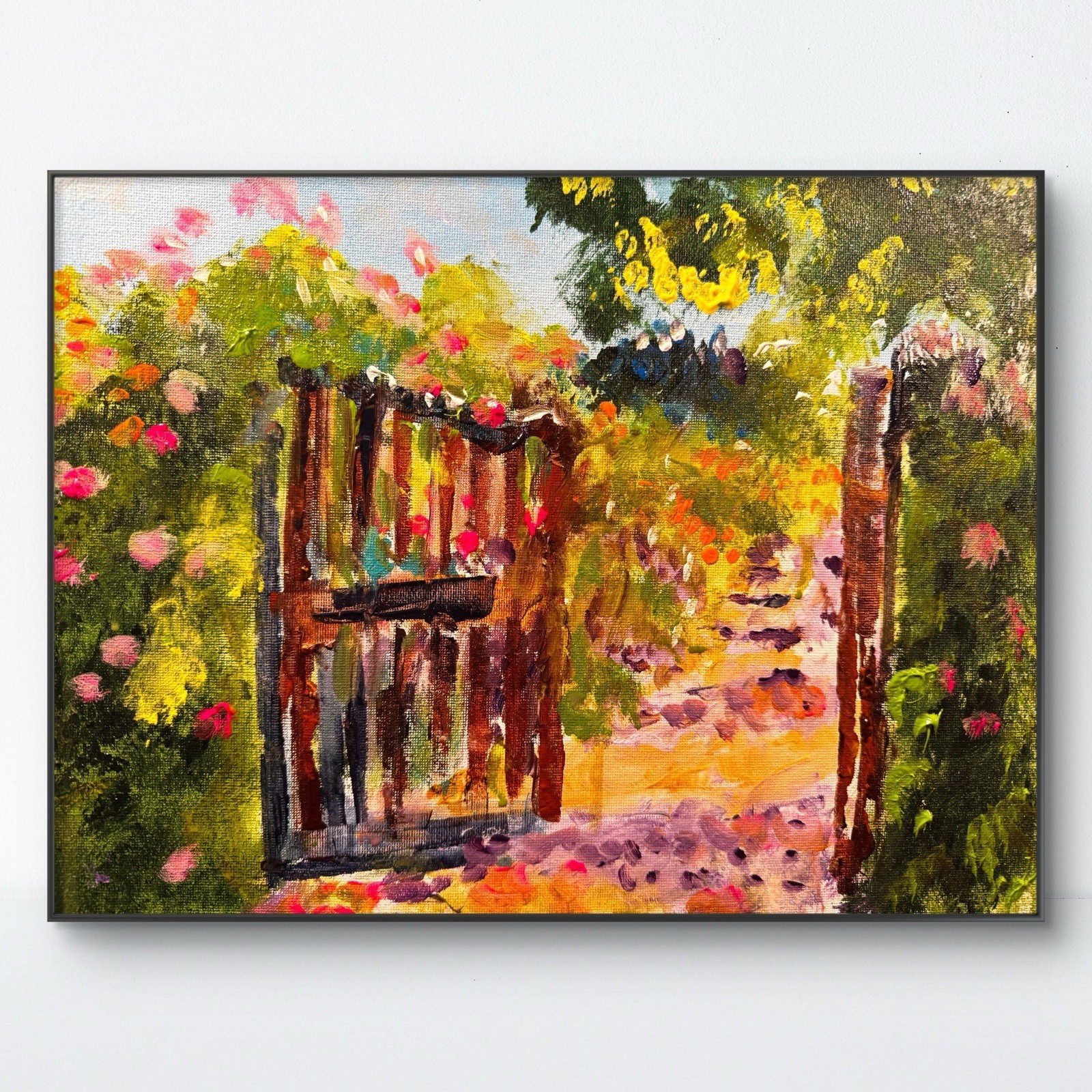 Original Abstract Expressionism 11×14 Flowers Handmade Signed Living Room 172