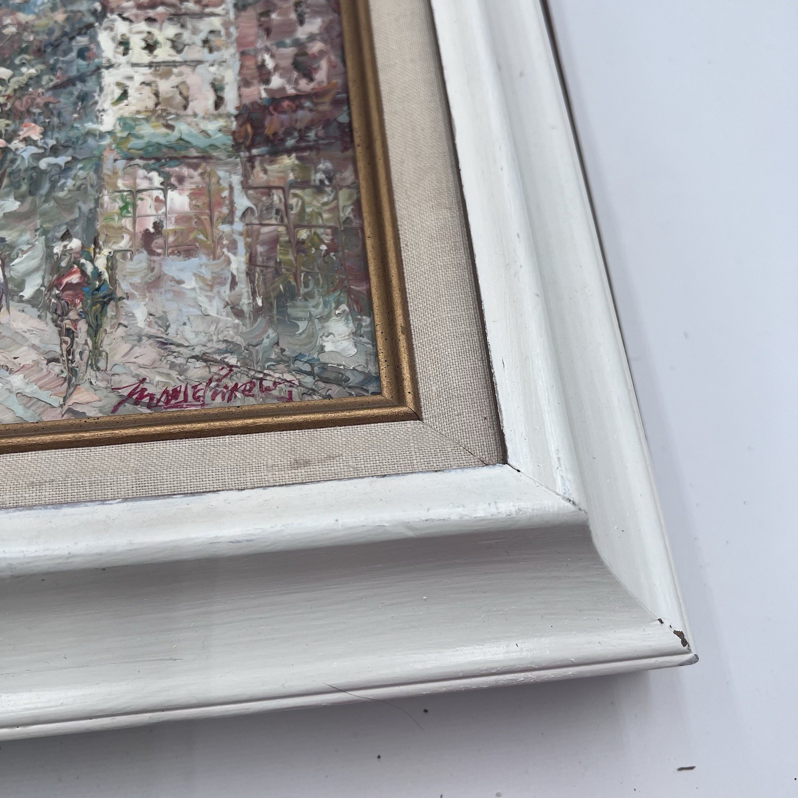ORIGINAL 70s MARIE CHARLOT Framed Impasto Oil Painting Paris Street Scene Signed