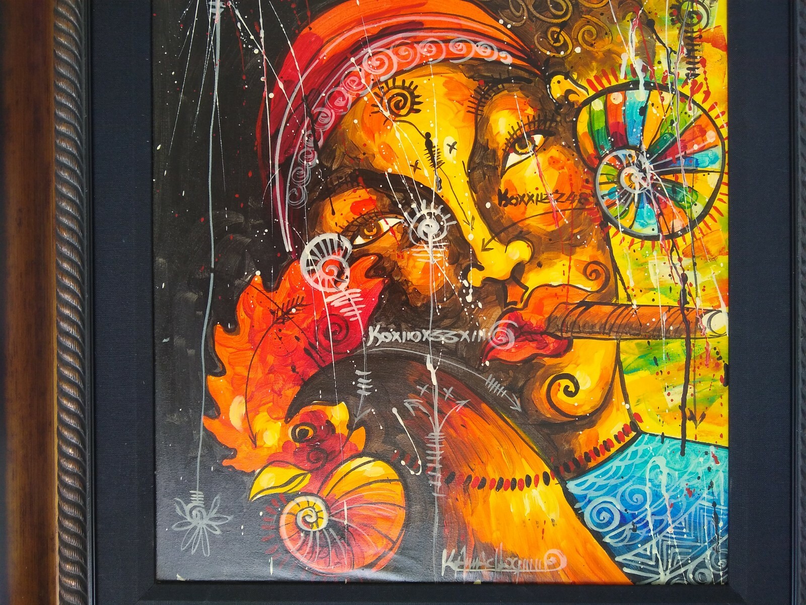 Signed Original Abstract Framed Painting on Canvas 29″ x 34″ – Modern Art