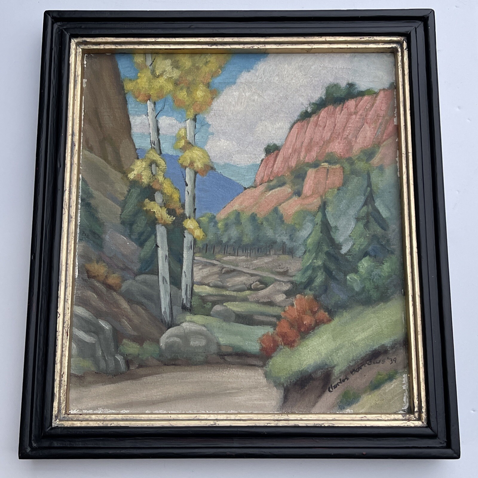 Antique Painting LANDSCAPE LISTED CHARLES BORROWS NEW MEXICO 1939 IMPRESSIONISM