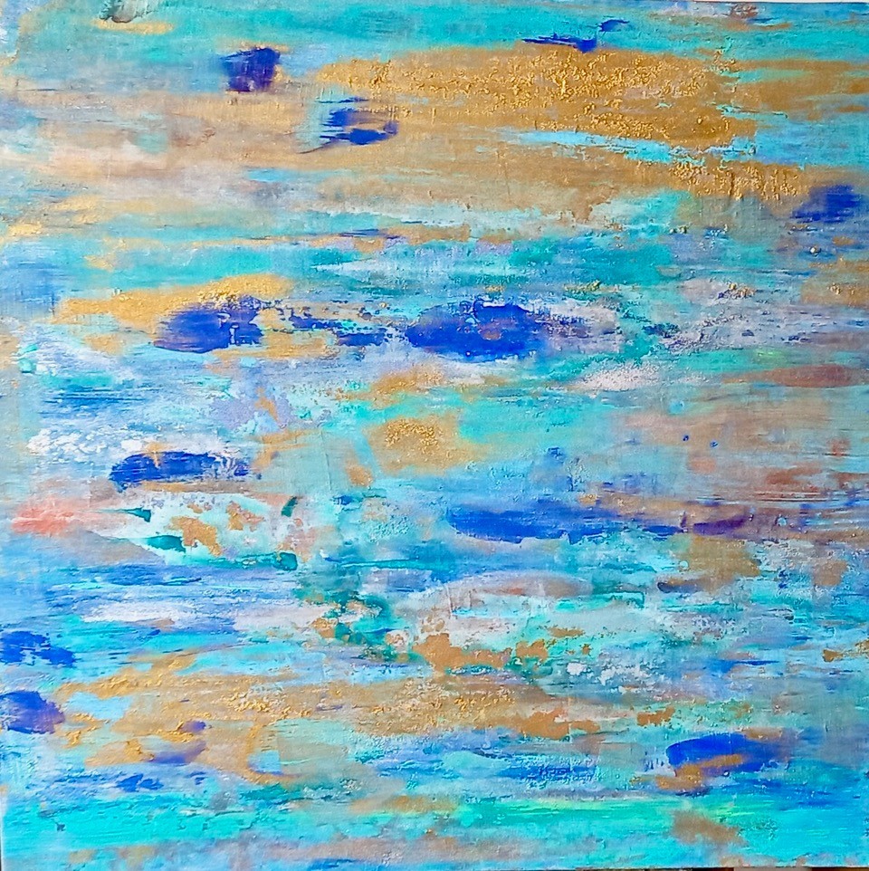 Silver Leaf & acrylic /Tatiana Montoya/Sea Kelp I/60 x 43″