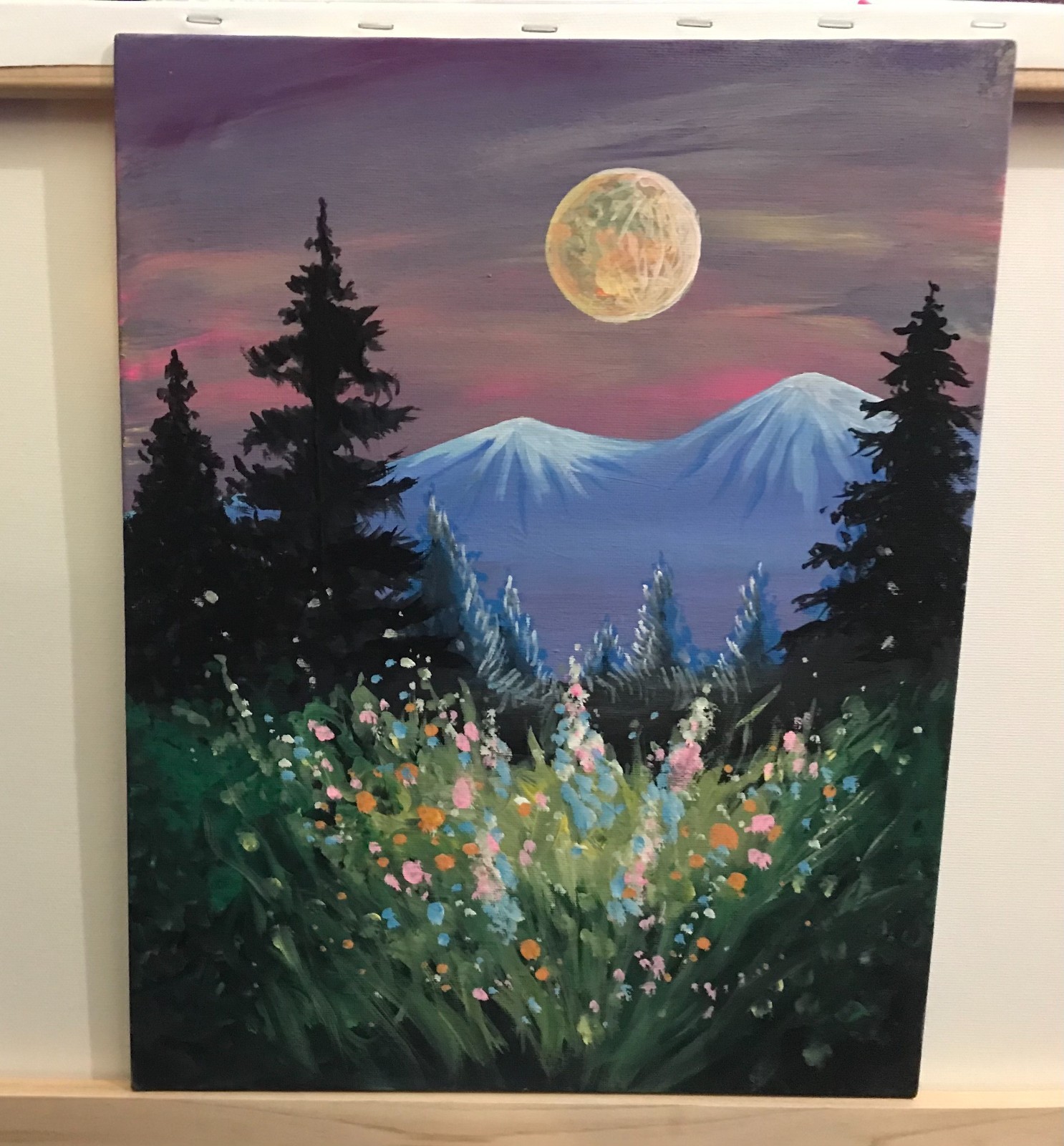 “Mountain Air” painting on canvas hand painted acrylic 11×14 united states