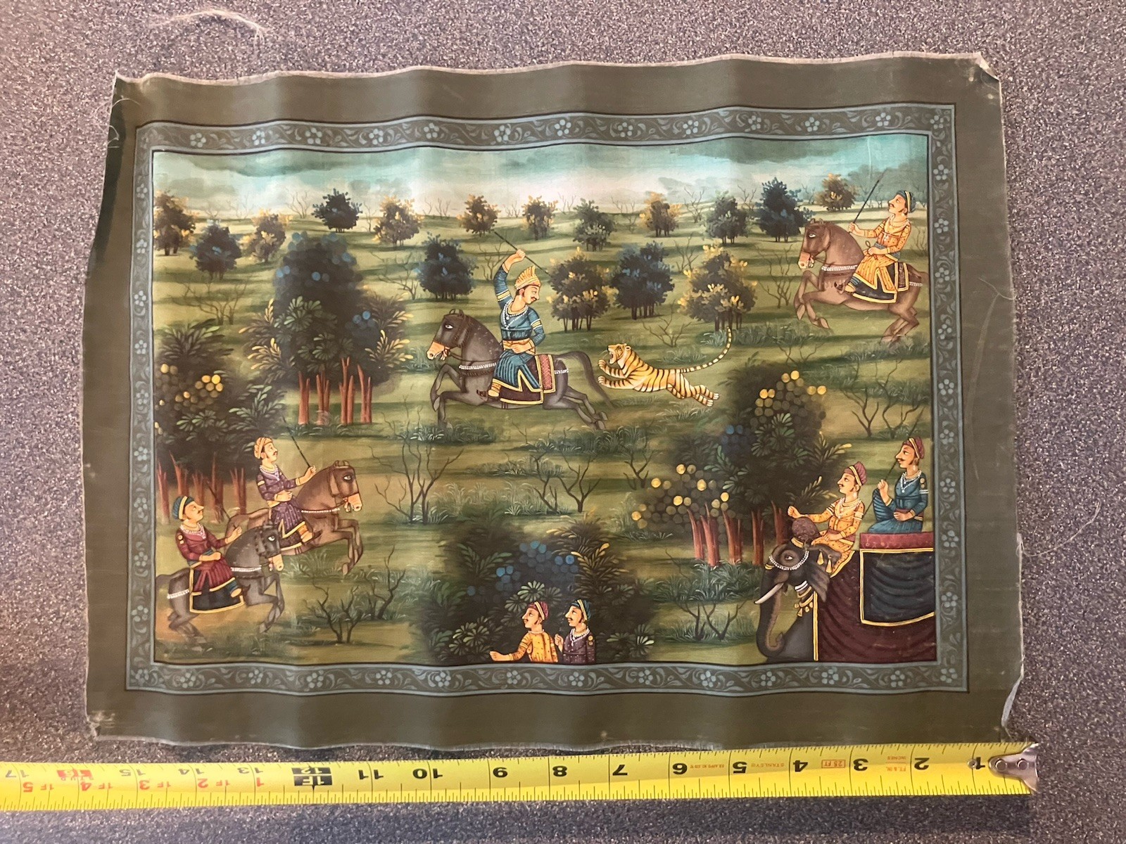 Rajasthani mughal painting on silk like material. Rare!!