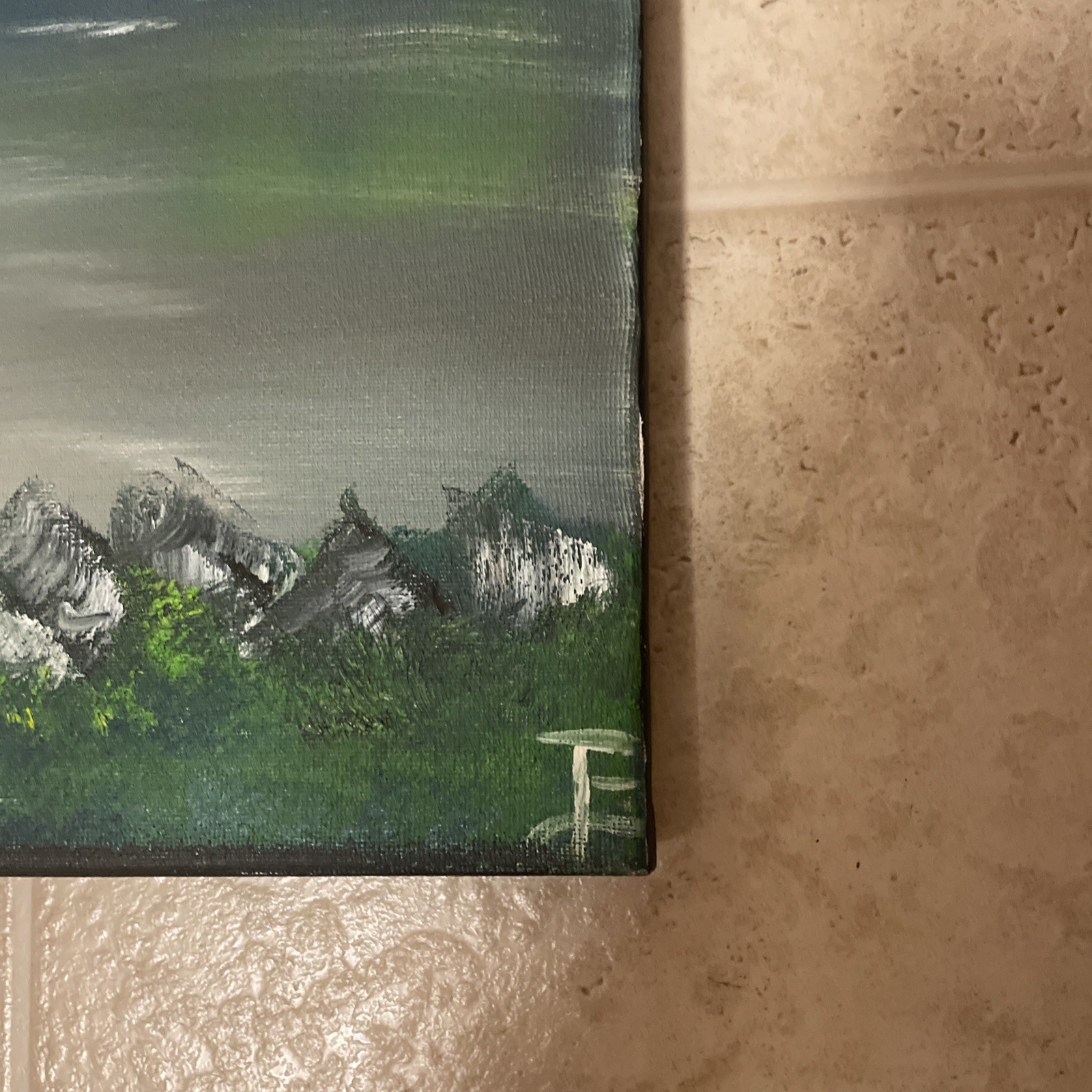 Oil Painting, impressionism, landscape, original, signed, Sky, blue clouds, Land