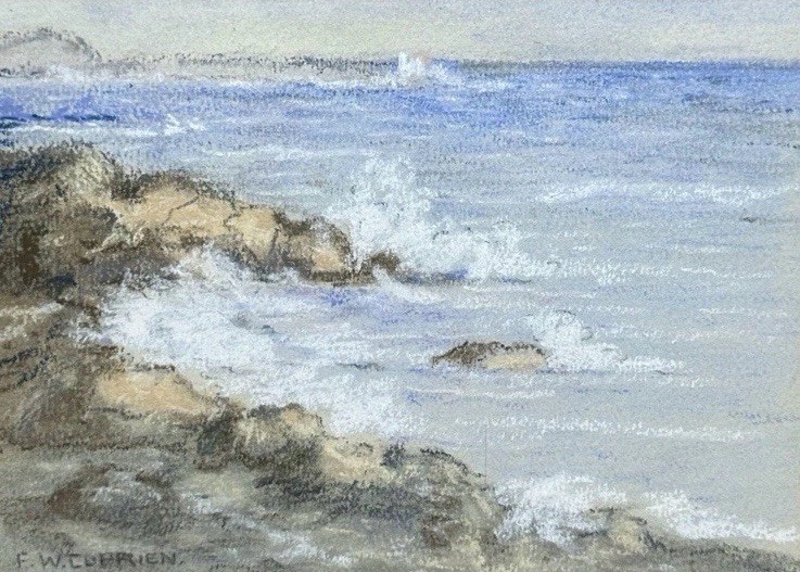 FRANK CUPRIEN / LAGUNA BEACH SEASCAPE PLEIN AIR / Mixed Media / ~6 x 8” / Framed