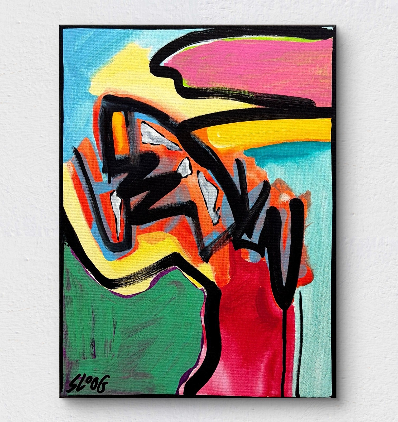 SLOOG Original Art Bold Line Color Abstract Expressionism Modern Wall Art 12×16