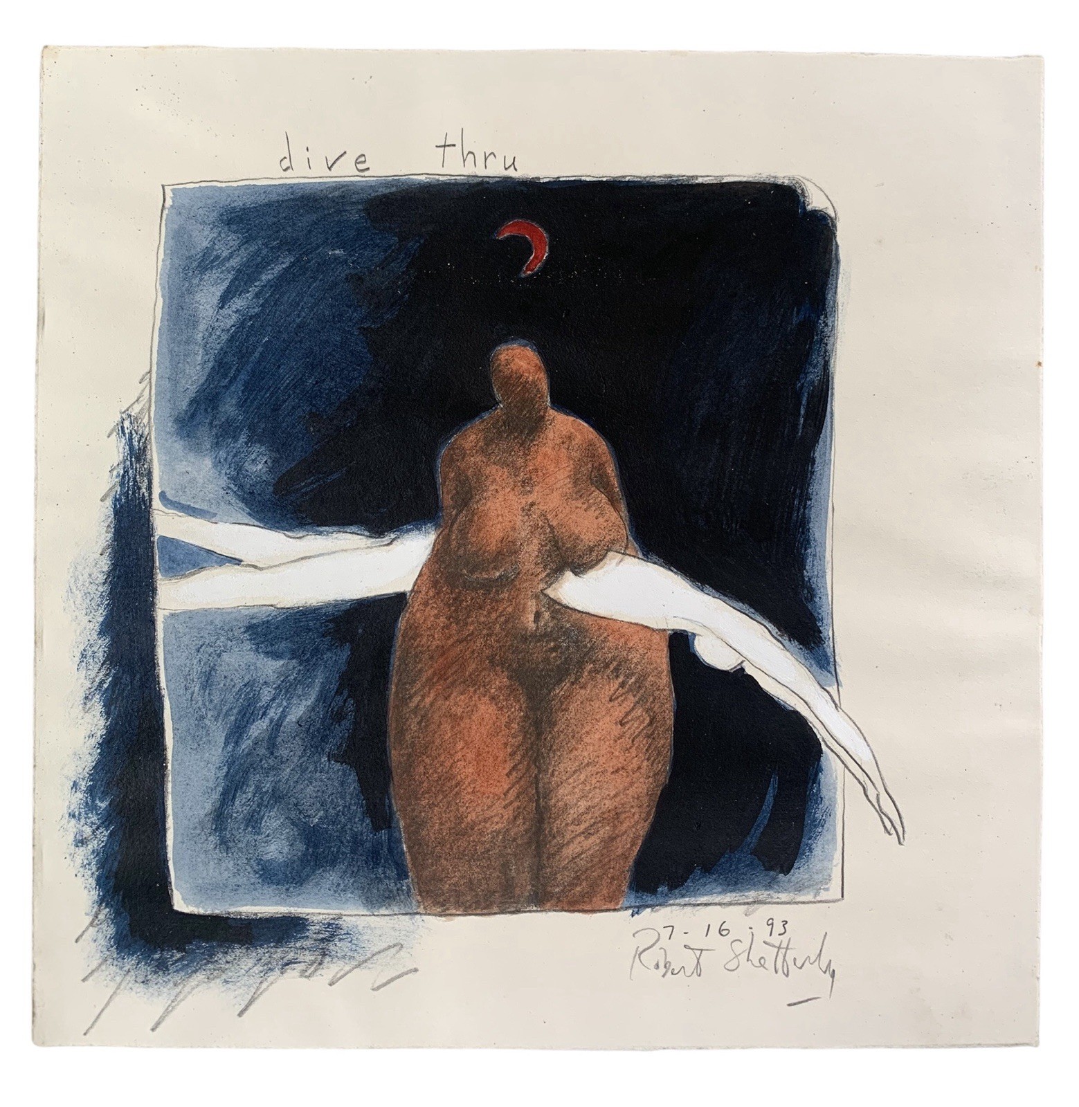 Robert Shetterly Original Art Painting “Dive Thru” On Paper Signed 1993