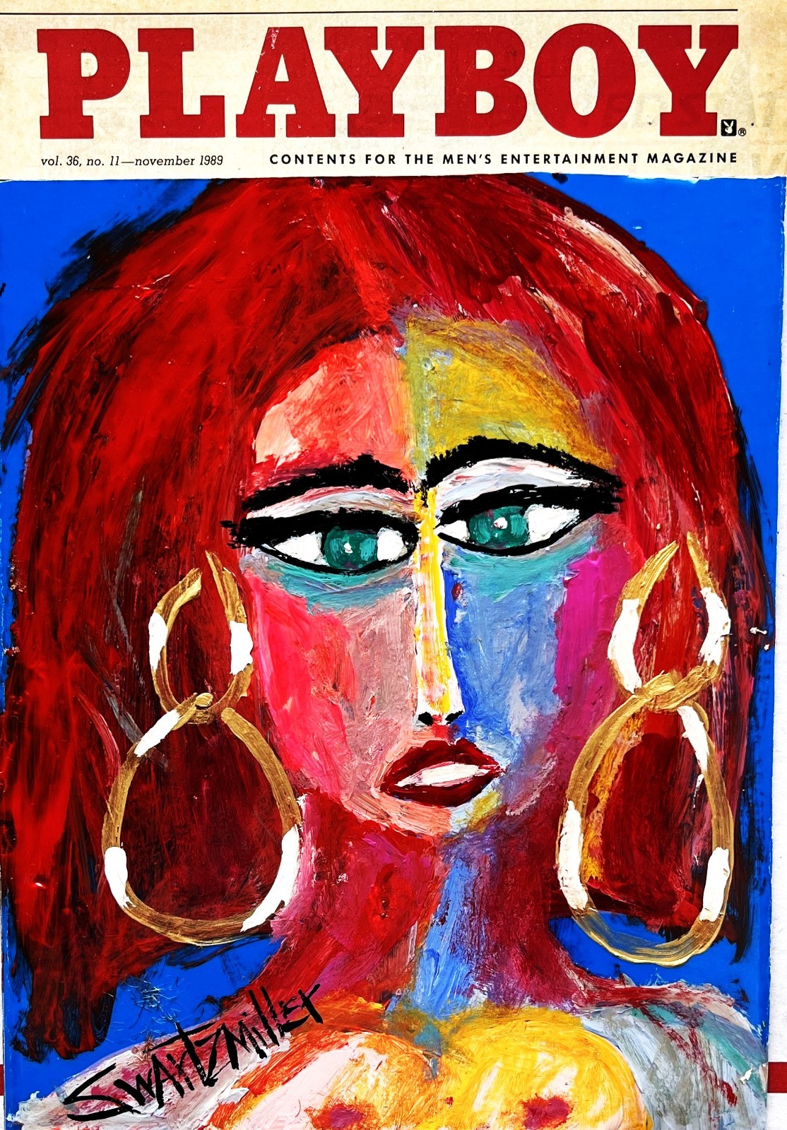 FREE SHIPPING PRETTY LADY PAINTING POP ART Recycled UNIQUE Original SWARTZMILLER