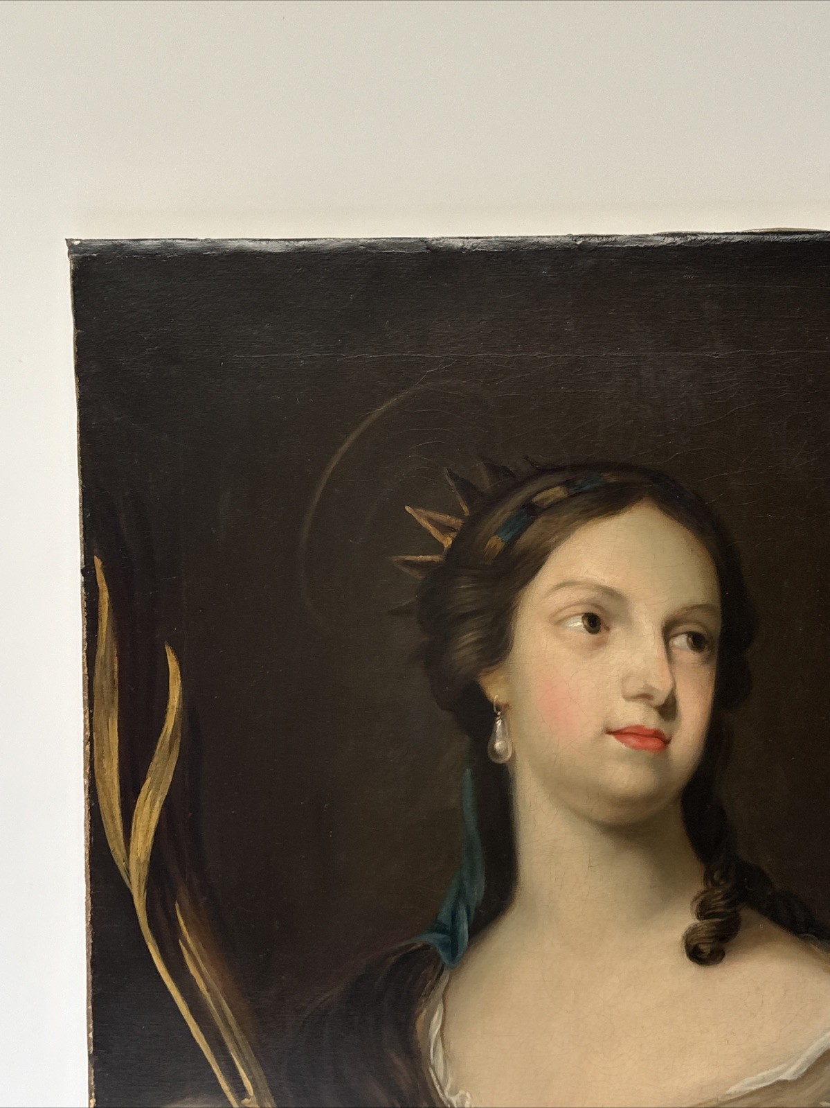 Old Master Painting Queen Crown Madonna Church Iconic 17th 18th Century Antique