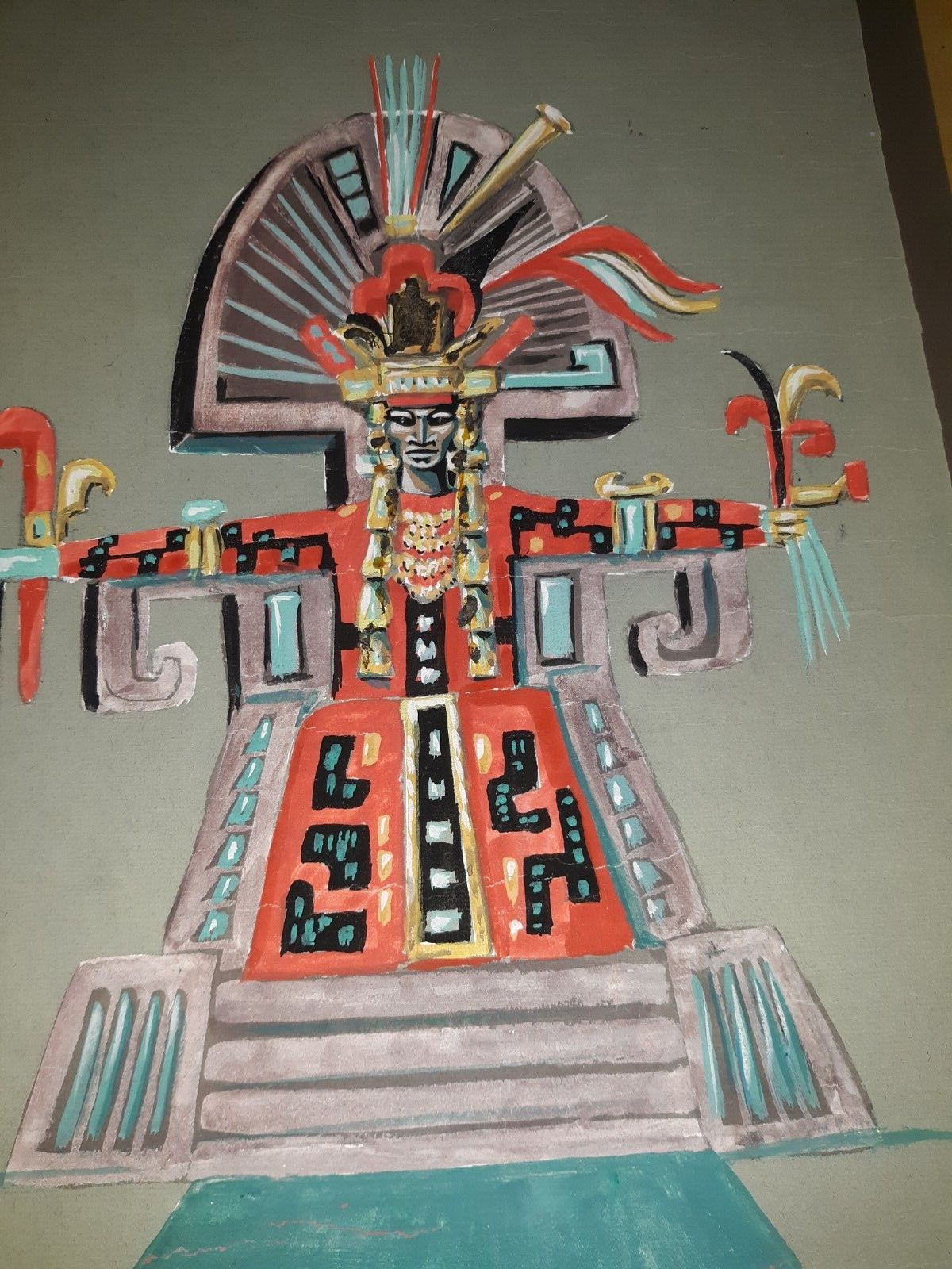 Vintage Costume Design Watercolor Painting Illustrations Theater Montezuma