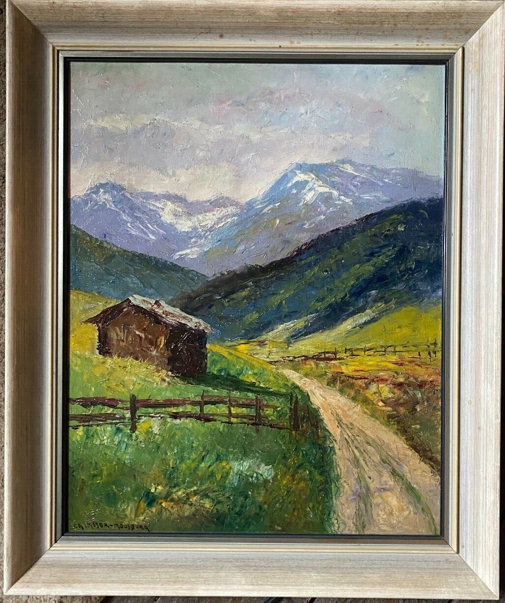Ch. Moser-Moosburg around 1930 motif from Styria Austria frame antique oil