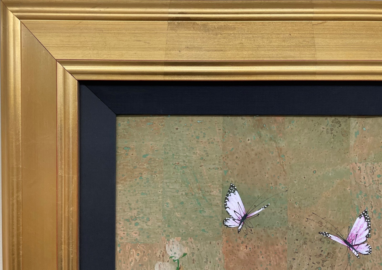 Dyen «Dancing Butterflies» Signed Original on Cork Framed Floral Art NEW