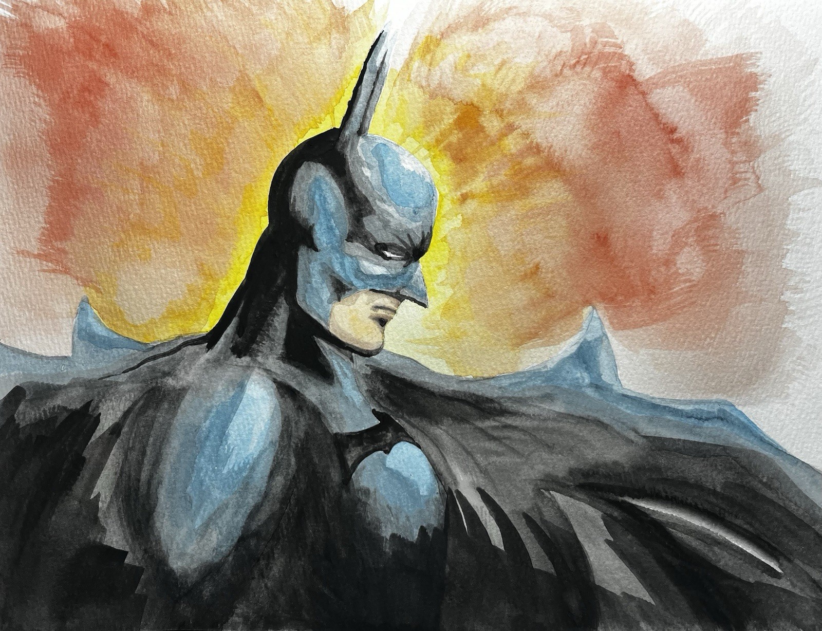 Batman original watercolor art