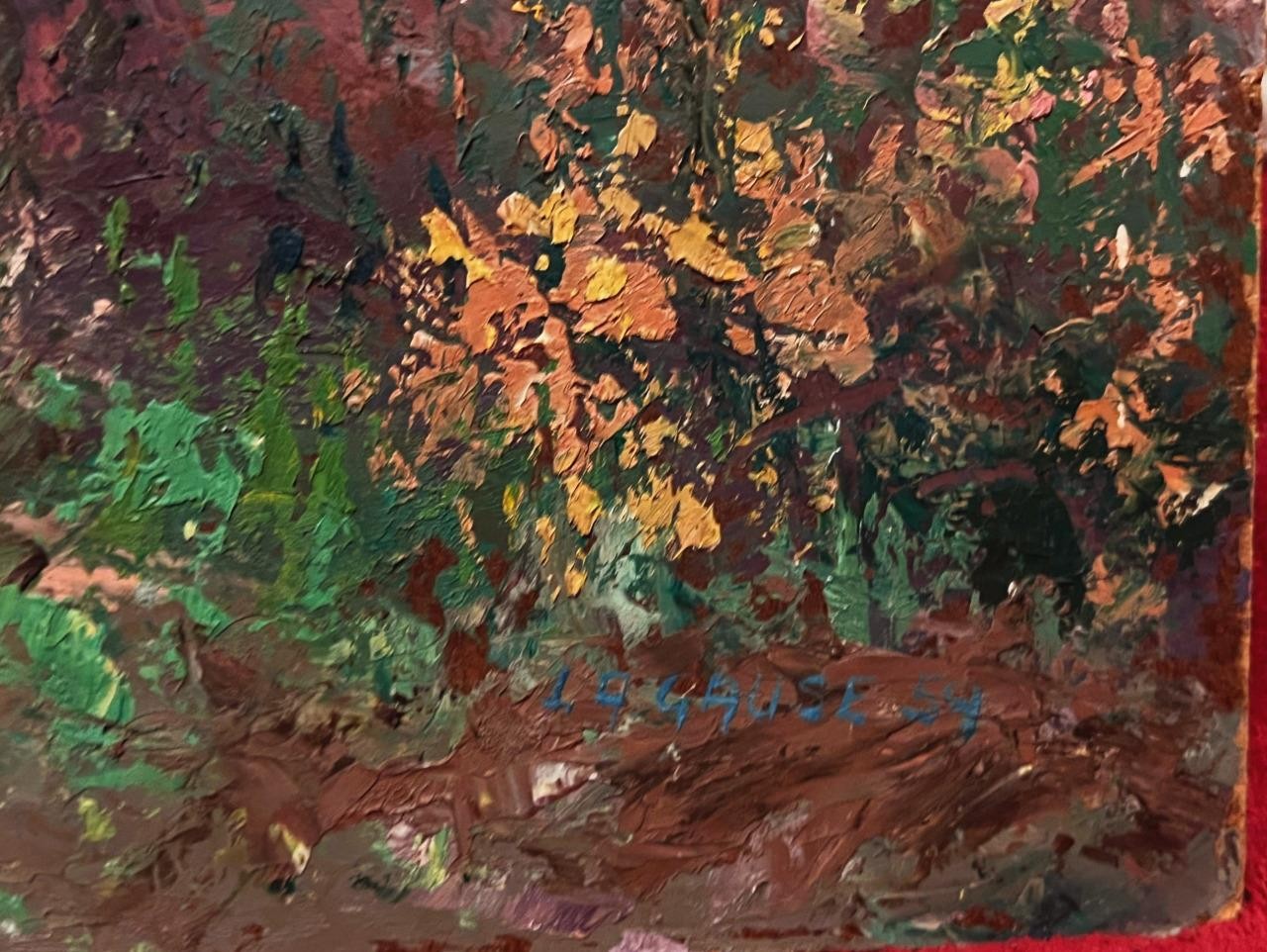 Old 1959 Expressionist Impressionist Landscape Oil Painting Trees Artist Signed