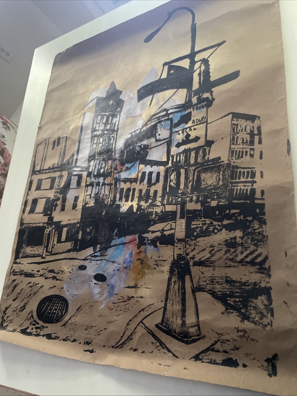 Original Media Painting 29.5” X 24” 125th Street Harlem NYC. Artwork. Signed