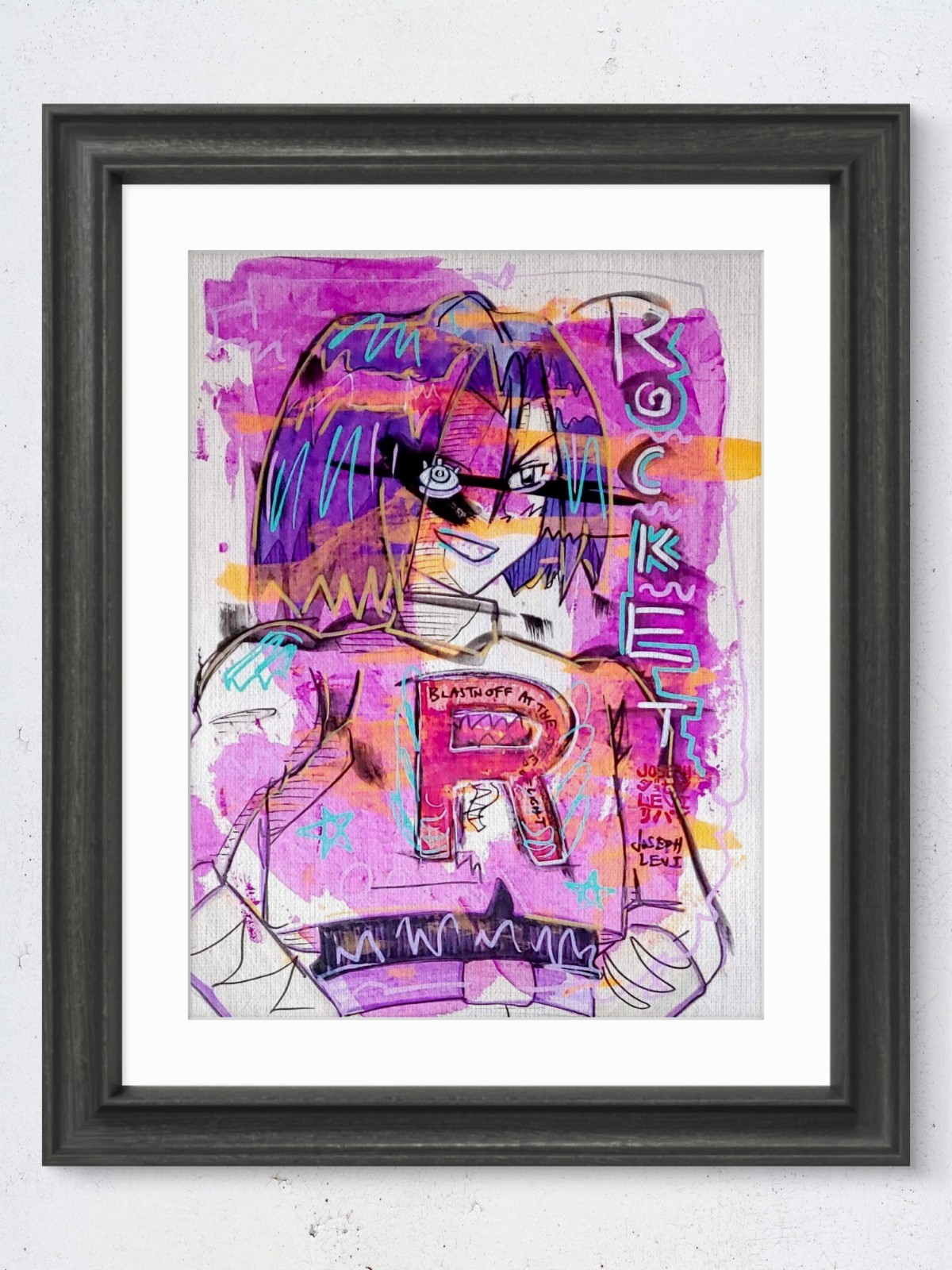 Original Vivid Anime Art 9×12 Team Rocket James Pokemon Acrylic Painting Paper