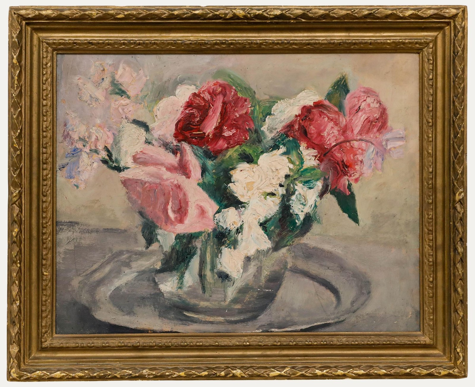 Cecile Hertz-Eyrolles (1875-1974) – Framed Oil, Pink & White Bouquet