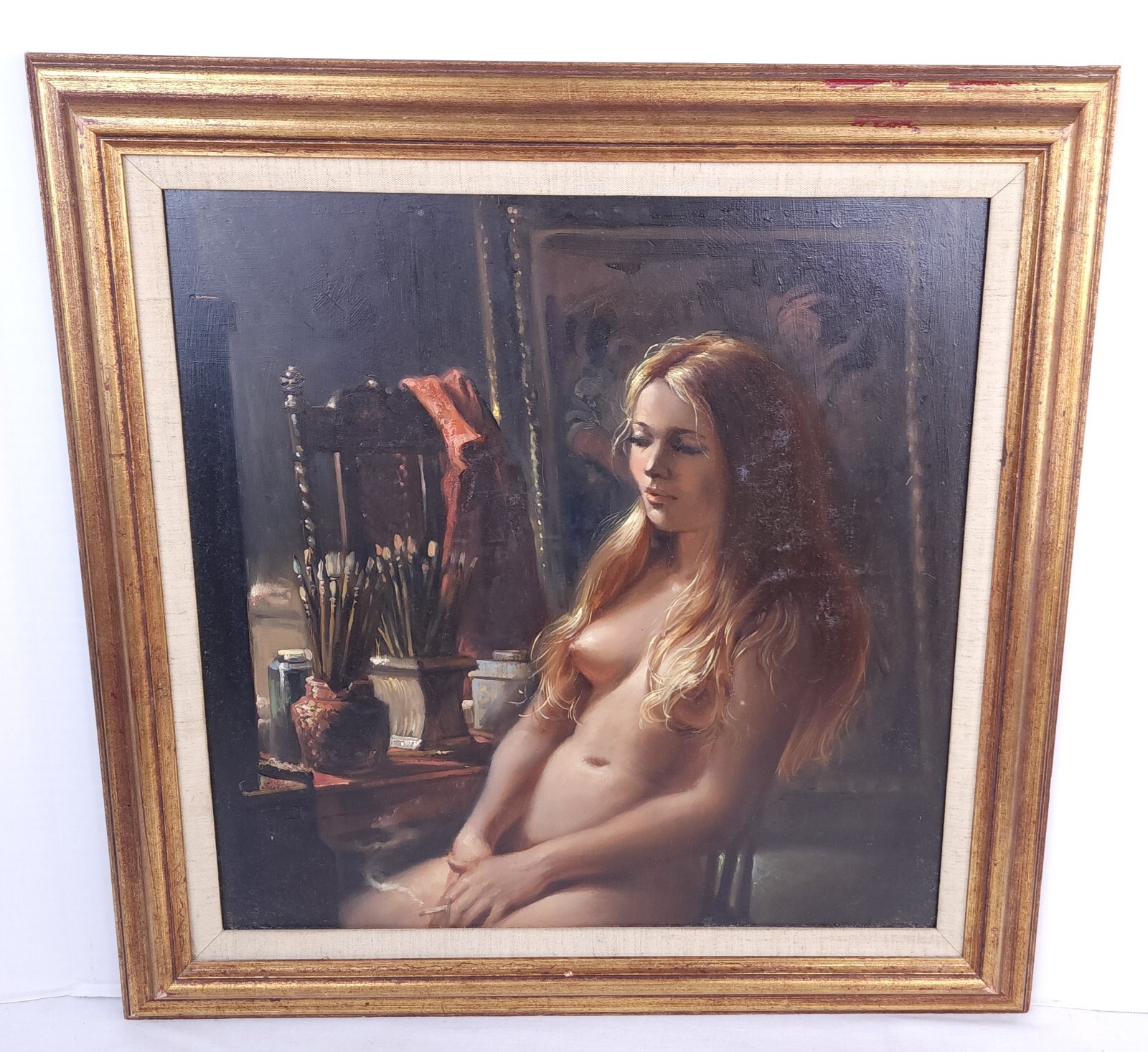 Original Joseph Sheppard American Portrait Oil «Model In Studio» Painting
