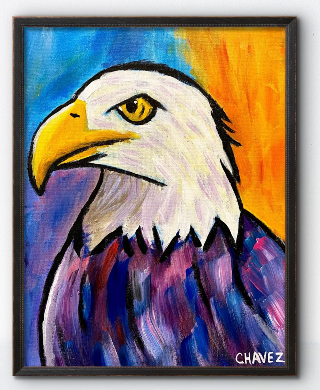 Bald Eagle Original Expressionism Art 11×14 Canvas American Wildlife Portrait