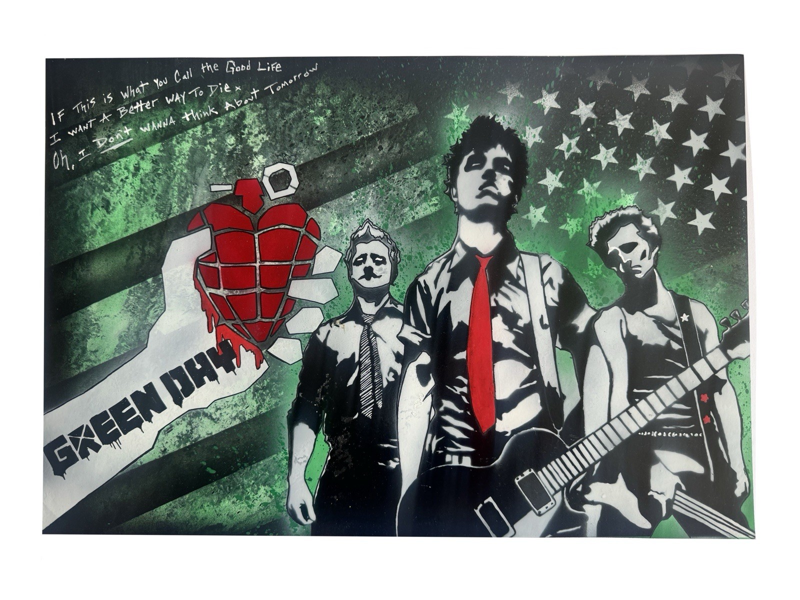 Original Spray Paint Art – Green Day Fan Art Inspired Punk Rock – Signed 1/1