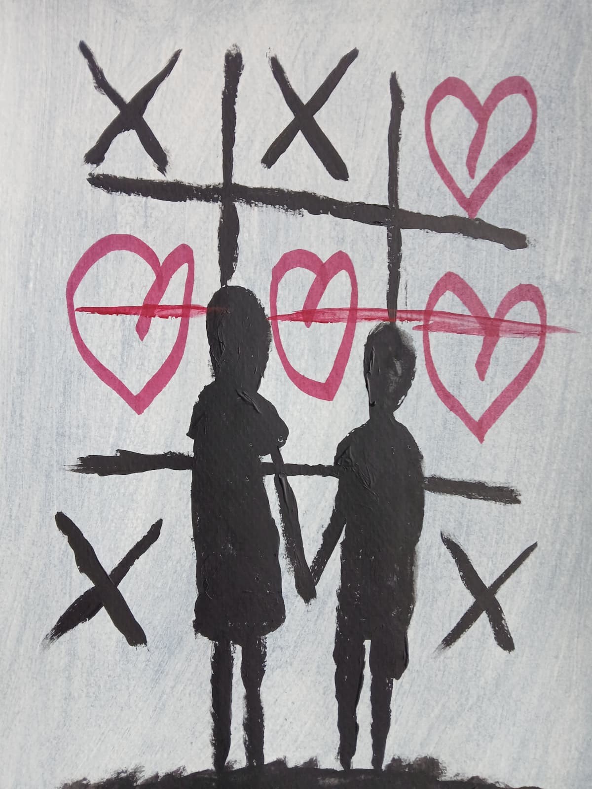 Expressionism/Abstract 11×14 Tic Tac Love Signed Colorful Hand Made Art Painting