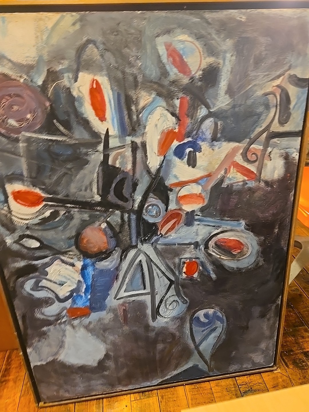 MCM Abstract Expressionist Oil On Masonite Signed Cohen 1950 Framed 29×39
