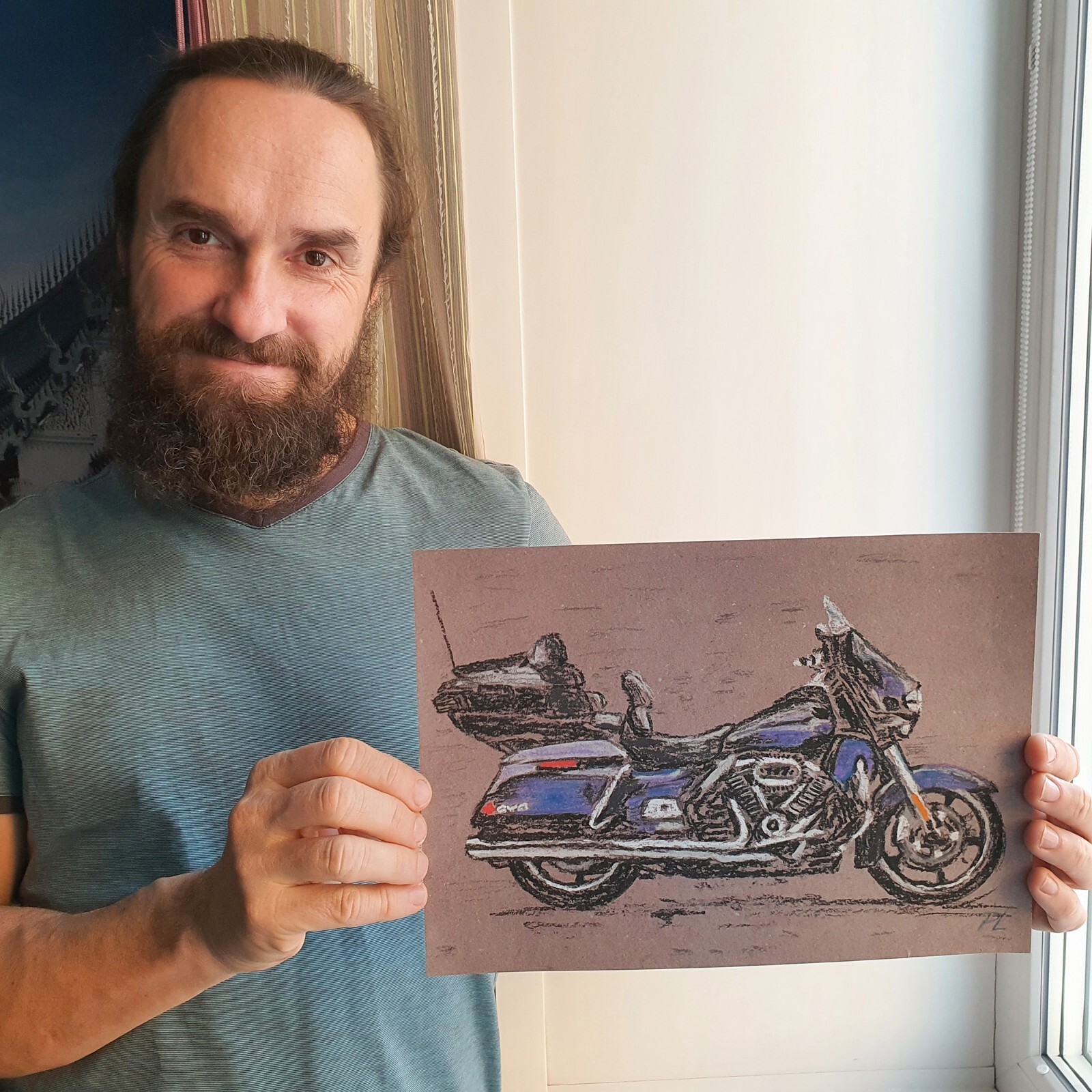 Harley Davidson Motorcycle Painting Road King Special Biker Original Wall Art