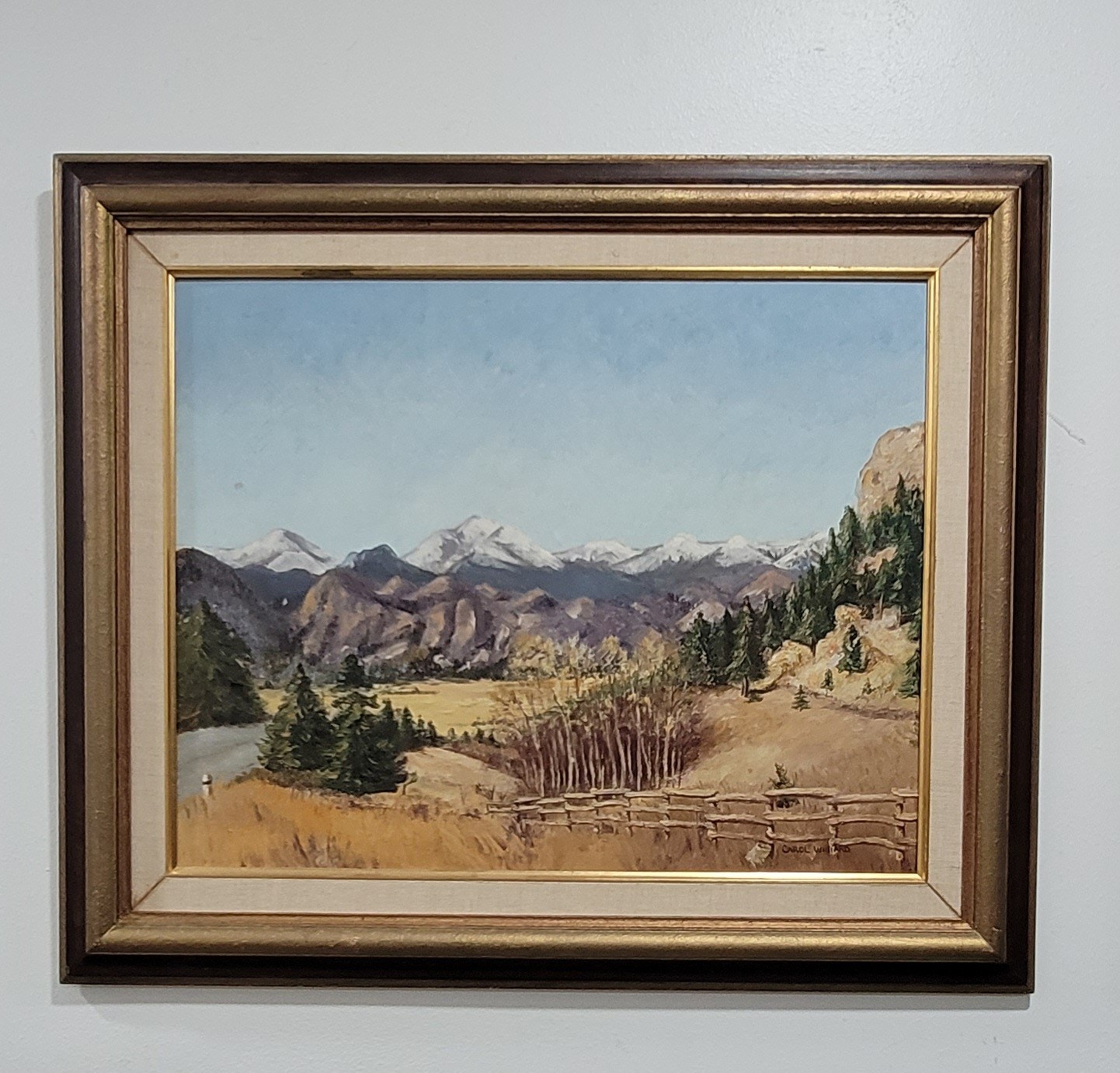 Vintage Oil Painting By Woman Artist «Rocky Mountains Wyoming» 1971