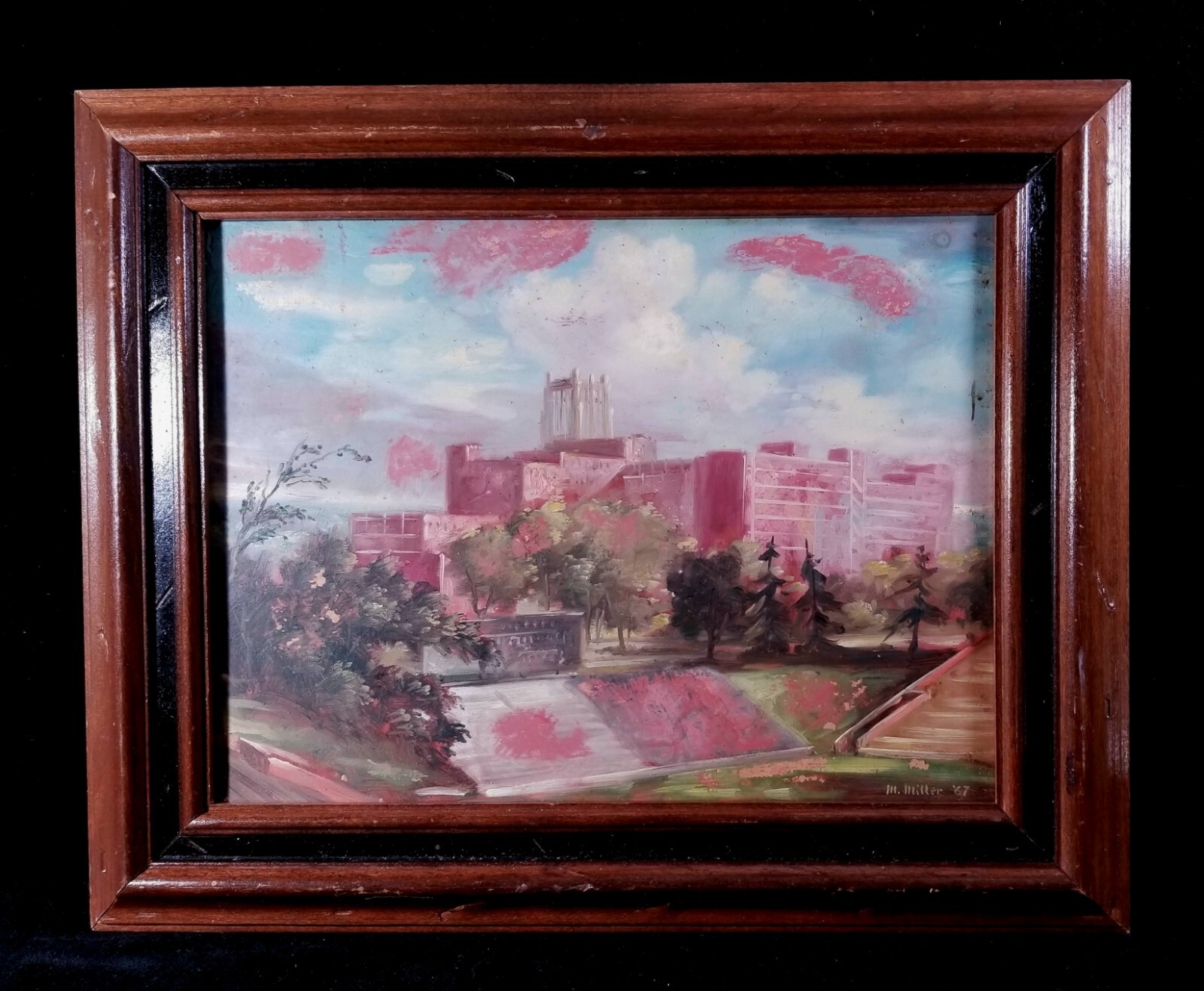 Vtg 1967 Melvin Orville Miller Orig Oil On Board #730 Baltimore City College HS