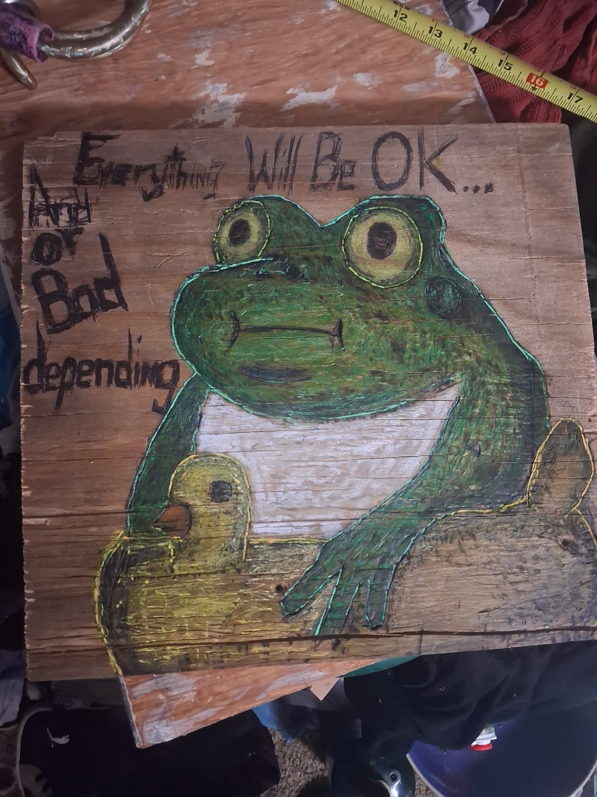 Wood Burning With Acrylic And Blacklight Reactive Highlights.