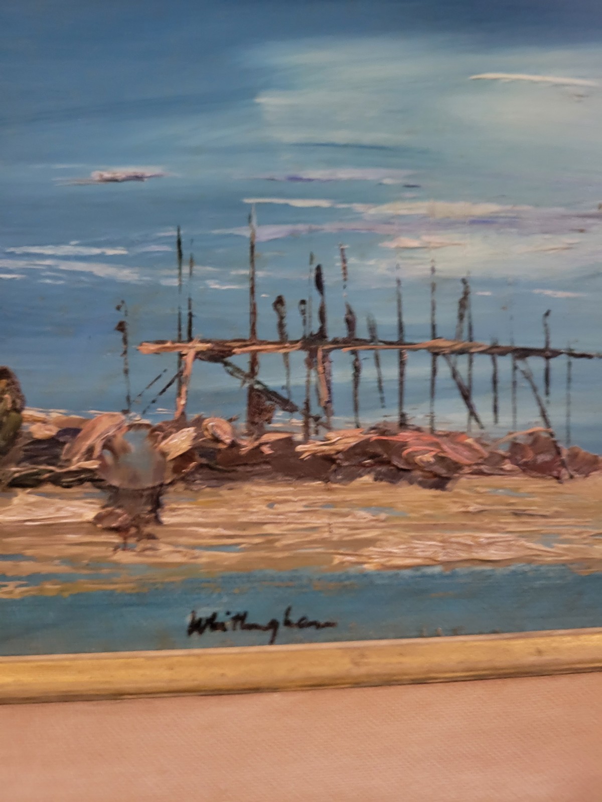 SIGNED WHITTINGTON OIL ON BOARD NAUTICAL PAINTING 27 1/2 INCH X 11 INCH FRAME…