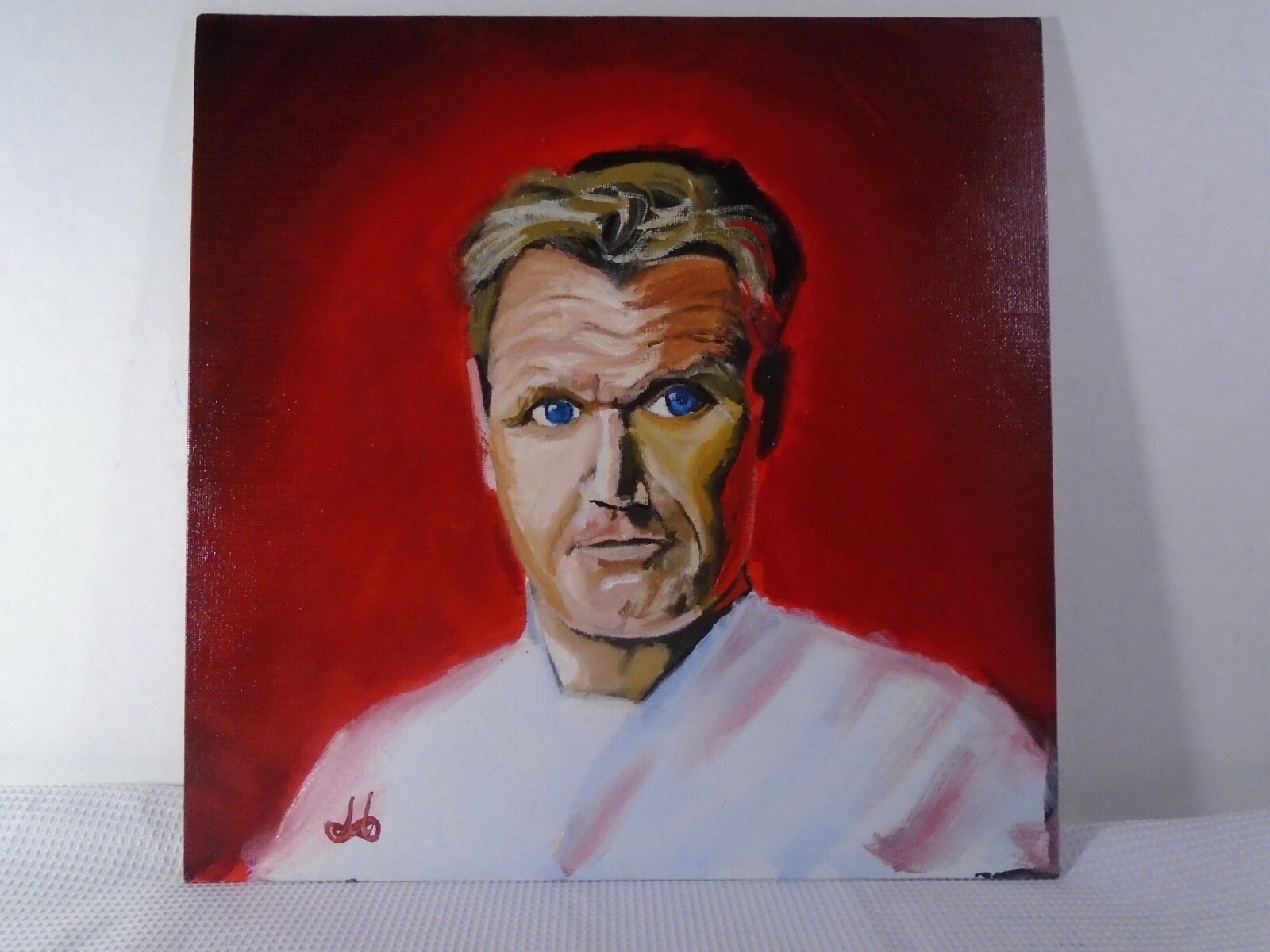 Original Oil Painting Chef Gordon Ramsay Portrait Signed Artist Seller 12″X12″