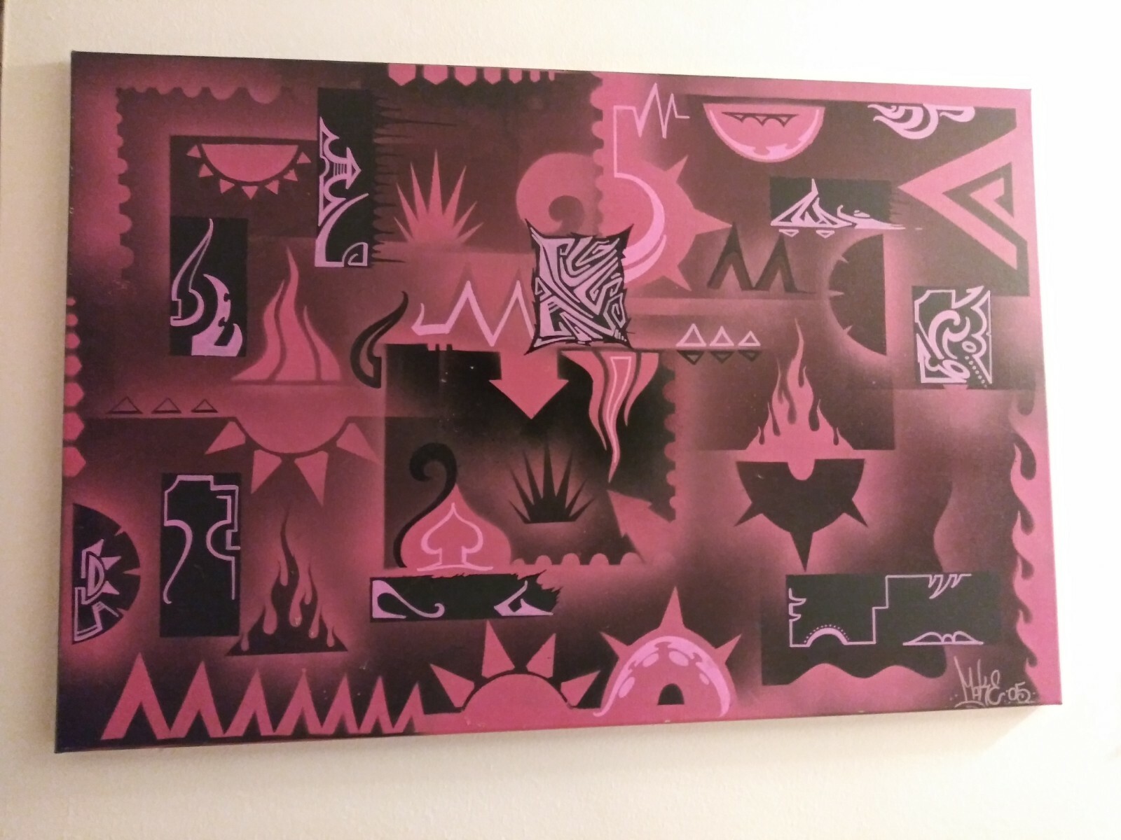 Pink Magic Painting – Spray Paint Designs – Large 24 X 36 Inches – Original
