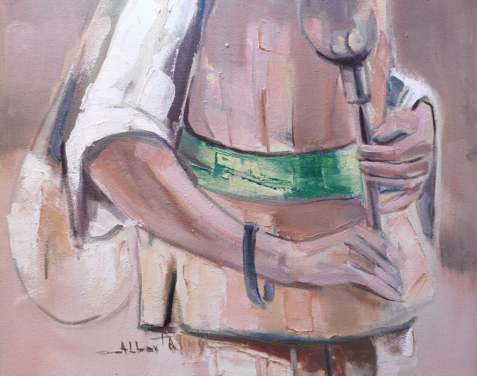 VERY WELL DONE LARGE ORIGINAL SIGNED INDIAN OIL PAINTING