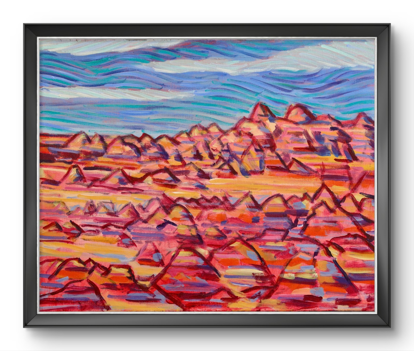 ShawNshawN Original Badlands Painting on Canvas 16×20 Colorful Canyons Art