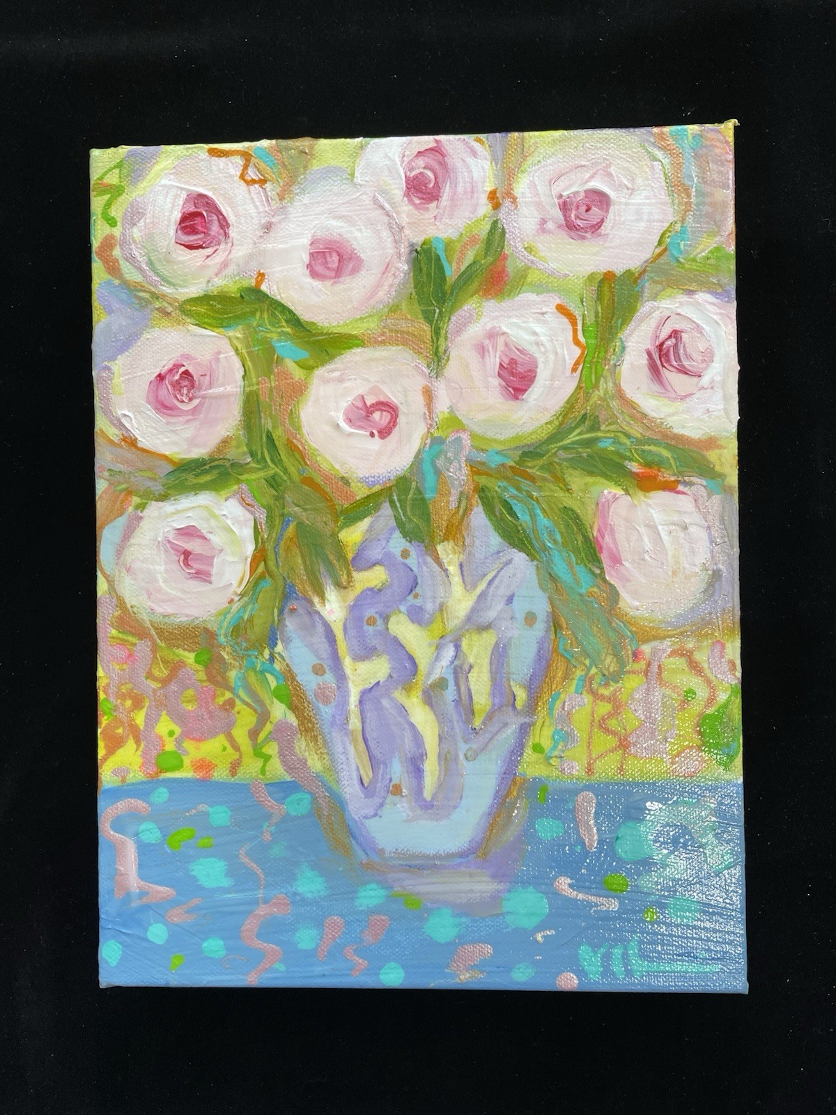 Pink Peonies “An Original Acrylic Painting On Canvas 12”x9”X1.5”