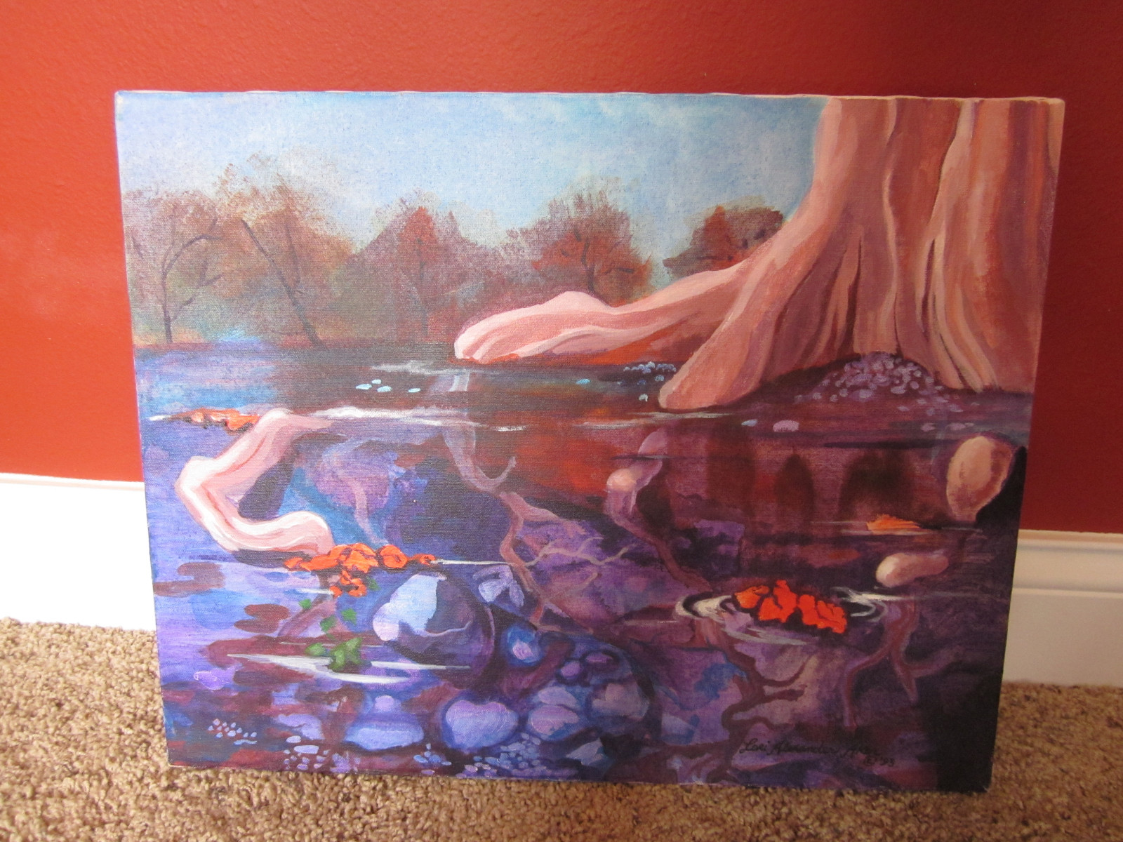 Lori Alexander Aker original signed acrylic painting Roots, Swamp tree