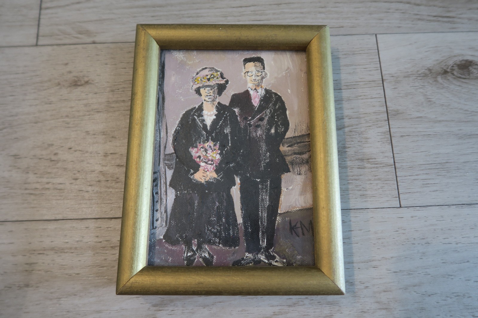 Kathryn Hannan Milkey 1984 Painting 6×8 Wedding