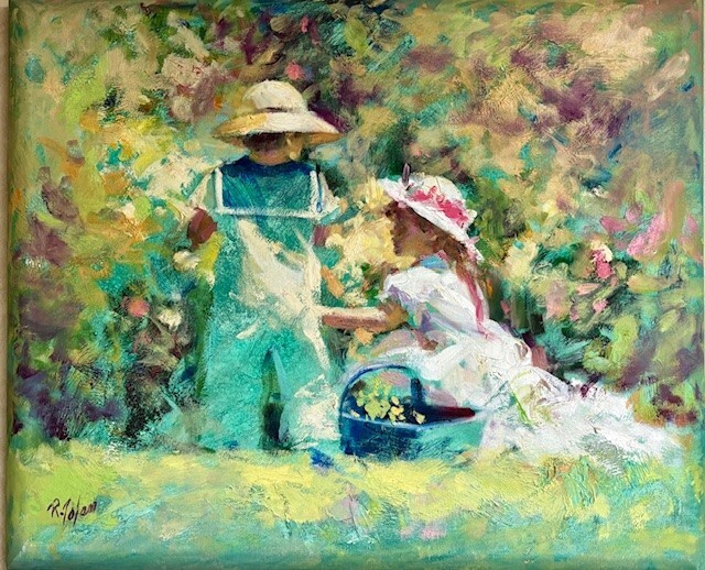 Richard Zolan «In the Garden» Hand Signed Original Oil Impressionist Art New