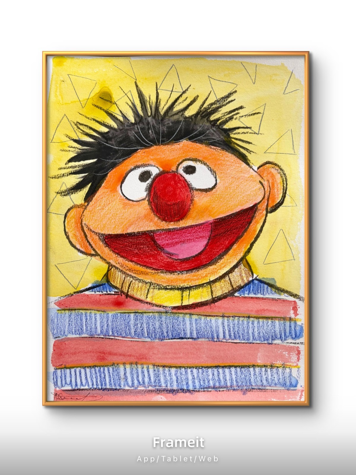Original Ernie 2 Painting By Alannah Dyer- Acrylic 9×12 in. Sesame Street Kids